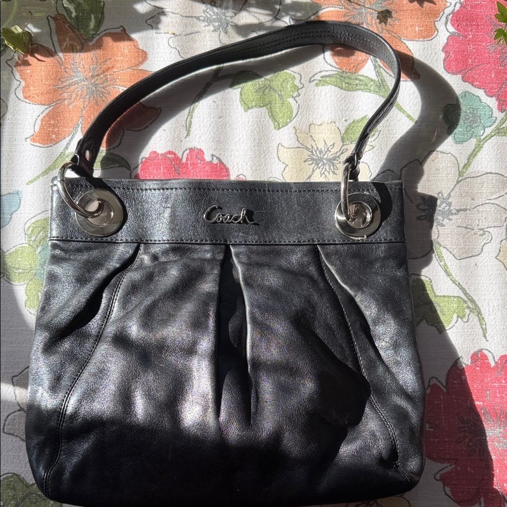 Coach Authentic Black Leather Ashley Bag EUC
